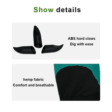 Load image into Gallery viewer, Close-up of garden gloves with claw attachments and hemp fabric, showcasing ABS hard claws for easy digging and breathable comfort.