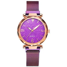 Cargar imagen en el visor de la galería, Elegant rose gold and purple women's watch, blending luxury with modern style, perfect for both casual and formal wear.