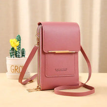 Charger l'image dans la galerie, Pink anti-theft leather bag with RFID protection and adjustable strap for Mother's Day sale.