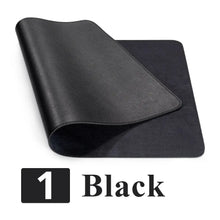 Cargar imagen en el visor de la galería, Black leather suede desk mat offering luxury and protection, ideal for elevating and safeguarding your workspace.