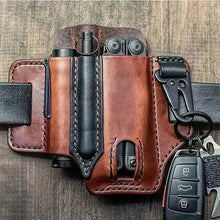 Cargar imagen en el visor de la galería, Tactical multi tool belt bag made of vegan leather with multiple compartments, showcasing durability and style for efficient tool access.