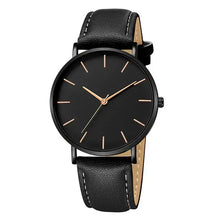 Cargar imagen en el visor de la galería, Simple men's luxury watch with black vegan leather strap and minimalist design