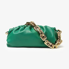 Load image into Gallery viewer, Green Soft Leather Women's Cloud Bag with Gold Chain Strap, Chic and Elegant Design