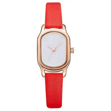 Charger l'image dans la galerie, Oval Dial Retro Watch with red strap, vintage style, featuring rose gold accents, perfect for adding timeless elegance to any outfit.