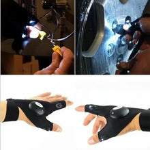 Load image into Gallery viewer, Flashlight Fishing Gloves showcasing LED lights for convenient hands-free work in low-light outdoor environments.