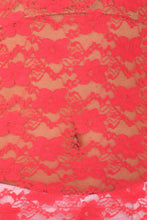 Charger l'image dans la galerie, Close-up of red floral lace fabric from stretch cap sleeve tunic, perfect for layering