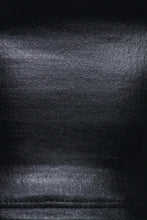 Load image into Gallery viewer, Close-up texture of black metallic fabric used in the liquid mock neck turtleneck crop top.
