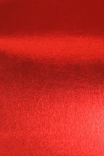 Load image into Gallery viewer, Close-up of vibrant red metallic fabric texture with a glossy finish.