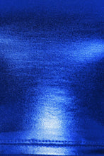 Load image into Gallery viewer, Close-up of vibrant metallic blue fabric texture with a glossy finish, ideal for stylish clothing designs.