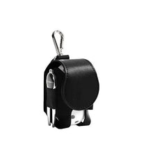 Cargar imagen en el visor de la galería, Mini leather golf ball pouch with snap closure and carabiner, holding golf balls and tees, ideal for golfers on the go.