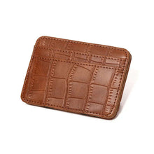 Cargar imagen en el visor de la galería, Brown leather magic wallet with sleek design for stylish organization.