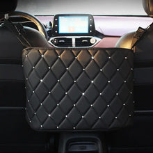 Cargar imagen en el visor de la galería, Luxury vegan leather car handbag holder seat back organizer with diamond stitching for extra car storage