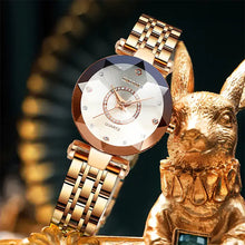 Cargar imagen en el visor de la galería, Elegant women's quartz watch with stainless steel band, scratch-resistant dial, and water-resistant design for timeless sophistication.