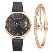 Charger l'image dans la galerie, Elegant Moon Bracelet & Watch Set with celestial dial and star accents, perfect for sophisticated style and timeless elegance.