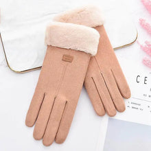 Load image into Gallery viewer, Winter Thick Plush Gloves with soft beige lining for warmth and comfort during cold weather, showcasing luxurious and cozy design.