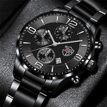 Load image into Gallery viewer, Luxury men's business watch with sleek black design and chronograph on leather surface, perfect for modern professionals.