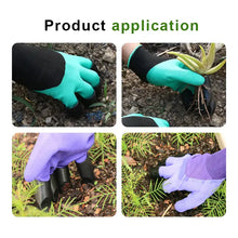 Load image into Gallery viewer, Garden gloves with claw tips in use, showing digging and planting applications.