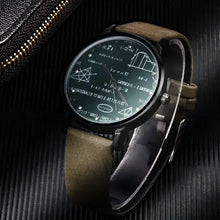 Load image into Gallery viewer, Casual-Style Watch with black dial and brown strap, featuring unique geometric design, perfect for fashion-forward individuals.