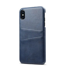 Cargar imagen en el visor de la galería, Luxury Vegan Leather Phone Back Cover with Card Pocket - Elegant Matte Finish, Half-Wrapped Design - Blue