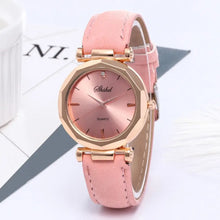 Cargar imagen en el visor de la galería, Pink vegan leather women's quartz watch with sleek design, lightweight for comfort, and precision timekeeping. Perfect for any occasion.