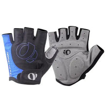 Cargar imagen en el visor de la galería, High-grip cycling gloves with padding for protection, featuring a blue and black design for enhanced control and comfort.