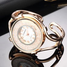 Load image into Gallery viewer, Elegant gold ladies watch bracelet with sparkling crystal accents, blending fashion and functionality in a stylish design.
