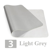 Cargar imagen en el visor de la galería, Light grey leather suede desk mat offering style and desk protection; ideal for enhancing workspace organization and comfort.