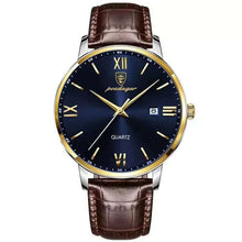 Cargar imagen en el visor de la galería, Luxurious men's quartz watch with vegan leather strap featuring elegant design and premium craftsmanship, perfect for sophisticated style.
