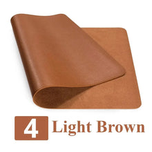 Cargar imagen en el visor de la galería, Light brown leather suede desk mat for elegant workspace protection and style.