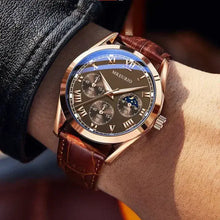 Cargar imagen en el visor de la galería, Men's Quartz Watch with Vegan Leather Strap - Luxury Business Accessory