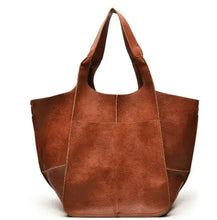 Cargar imagen en el visor de la galería, Retro luxury shoulder bag in vegan PU leather, spacious tote design, perfect for everyday elegance and organization.