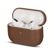 Cargar imagen en el visor de la galería, Genuine leather AirPods case in brown, offering protection and style for wireless earbuds.