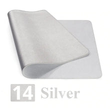 Cargar imagen en el visor de la galería, Premium silver leather suede desk mat for stylish, scratch-free workspace; enhances comfort and durability with elegant design.