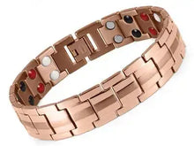 Load image into Gallery viewer, Elegant magnetic therapy bracelet in rose gold tone, designed to enhance energy and vitality.