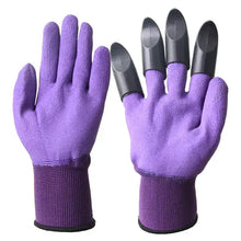 Load image into Gallery viewer, Purple garden gloves with built-in digging claws for easy planting, weeding, and gardening efficiency.