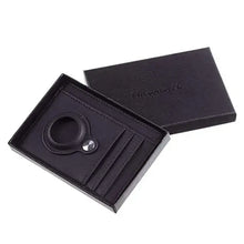 Charger l'image dans la galerie, Minimalist vegan leather card wallet in gift box, sleek and compact design for organizing essentials, black color.