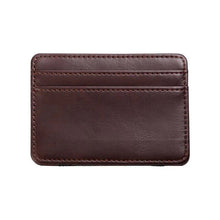 Cargar imagen en el visor de la galería, Brown premium leather magic wallet for organizing cards and cash with sleek design