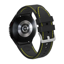 Cargar imagen en el visor de la galería, Samsung Galaxy Watch with 20mm Double Line Silicone Sports Bracelet, black and yellow design for 46mm and 42mm models.