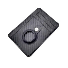 Charger l'image dans la galerie, Minimalist vegan leather card wallet with carbon fiber texture and keyring, designed for efficient card and cash organization.