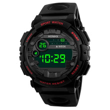Load image into Gallery viewer, Men's digital LED watch with black band, luminous display, and modern design for active lifestyles.