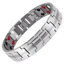 Load image into Gallery viewer, Stylish silver magnetic therapy bracelet for energy and vitality enhancement
