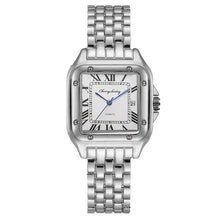 Charger l'image dans la galerie, Luxury couple's watch with silver metal band and Roman numeral dial, perfect for celebrating love and unity.