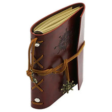 Cargar imagen en el visor de la galería, Anchor-faux leather notebook with nautical design, featuring brown cover, anchor motif, and durable binding.