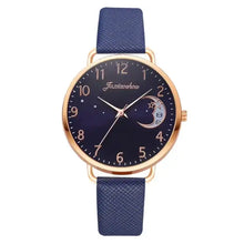 Charger l'image dans la galerie, Elegant Moon Bracelet watch with a celestial moon numbers dial and blue strap, exuding timeless style and sophistication for modern women.