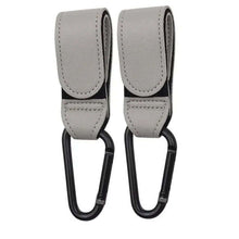 Cargar imagen en el visor de la galería, PU Leather Baby Stroller Hooks - 360-degree rotatable, versatile for organizing bags and essentials on prams. Simplify outings for parents.