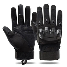 Load image into Gallery viewer, Tactical military gloves showcasing durable design, black color, and robust knuckle protection for outdoor adventures and high performance.