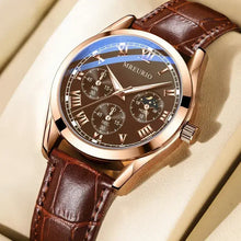 Cargar imagen en el visor de la galería, Men's luxury quartz watch with vegan leather strap and sophisticated design, perfect for business attire elegance and precision.