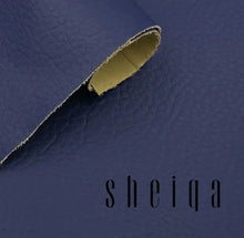 Charger l'image dans la galerie, Close-up of blue leather material sheet, ideal for patching and restoring items, with 'Sheiqa' branding visible.