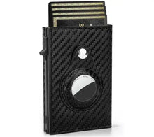 Load image into Gallery viewer, Minimal leather credit card holder in black with sleek design and card slots, showcasing modern style and efficient organization.