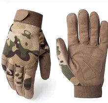 Load image into Gallery viewer, OPZ Tactical Gloves with reinforced fabric for durability and grip, ideal for military and adventure tasks in a camouflaged design.